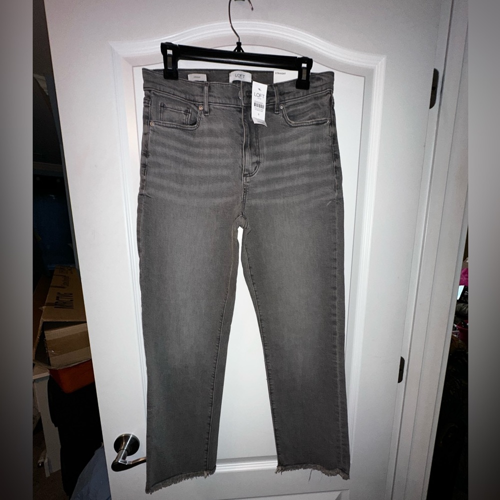Loft grey mid rise straight leg jeans